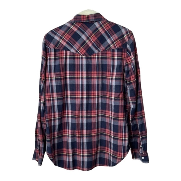 American Eagle Outfitters Plaid Western Snap Button Long Sleeve Top Size S - Picture 2 of 6